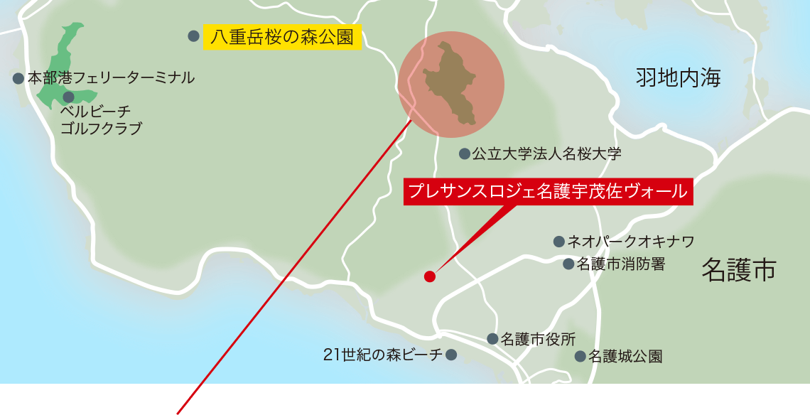 プレサンスロジェ名護宇茂佐ヴォールの周辺地図